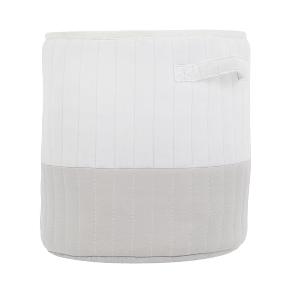 Organic Cotton Mod Quilted Storage Basket White Gray | 13" x 12"